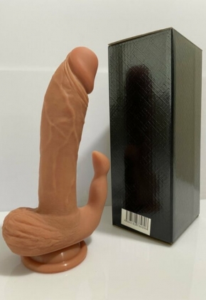 CENSAN Klitoris Uyarml ift Katmanl Premium Dildo